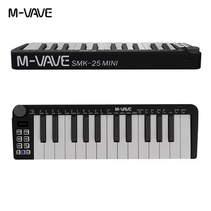 Smk-25Mini MIDI Keyboard Rechargeable 25-Key MIDI Control Keyboard Instrument Mini Portable USB Keyboard MIDI Controller