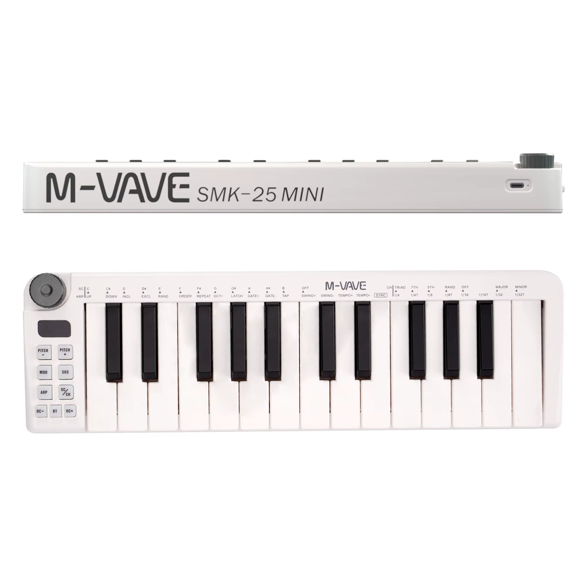Smk-25Mini MIDI Keyboard Rechargeable 25-Key MIDI Control Keyboard Instrument Mini Portable USB Keyboard MIDI Controller